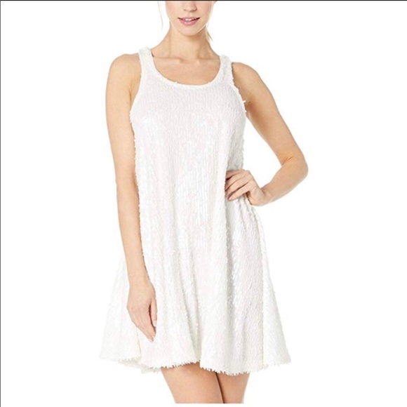 white sequin swing dress